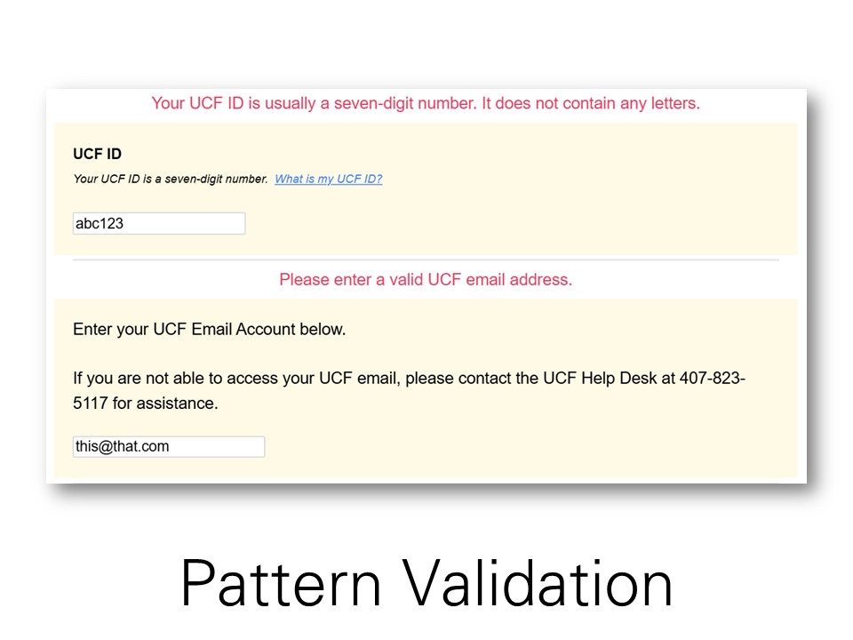 Conditional logic and validation within redesigned form.